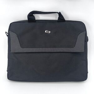 Solo Slim Laptop Bag Briefcase Black Top Handle Padded Front School College